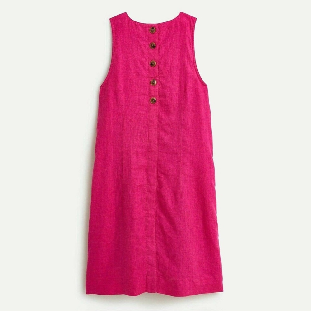 J. Crew button back pink linen shift dress - Picture 3 of 14